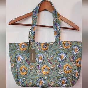 Vera Bradley Floral Tote Bag - Green and Yellow